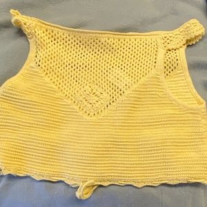 Yellow knit swim top cover up
